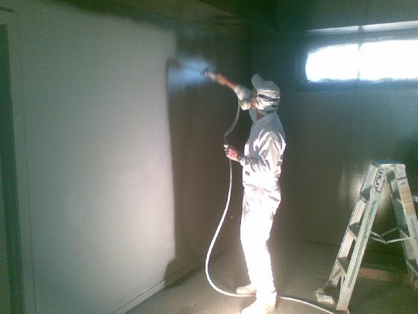 Airless spraying a dark colour for a media room